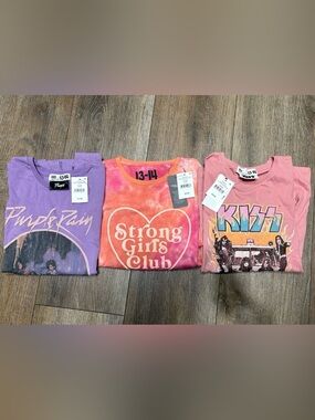 NWT Girls long sleeve bundle 13-14 cotton on KIDS 3 piece shirts kiss prince